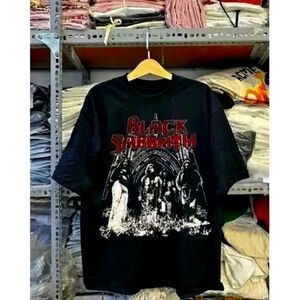 Black Short Sleeve Tee with Gothic Artwork